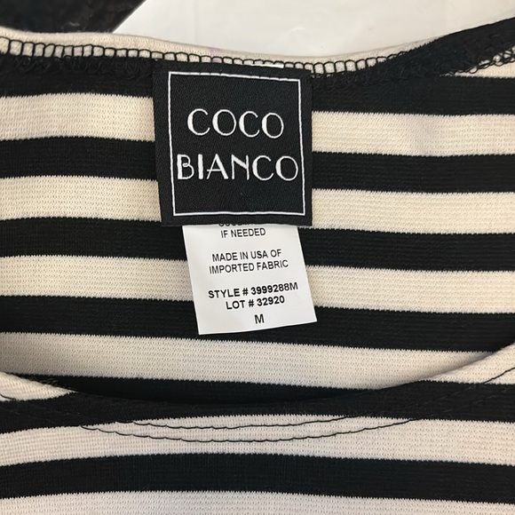 Coco Bianco M striped puffed sleeve blouse NWOT - Picture 2 of 3